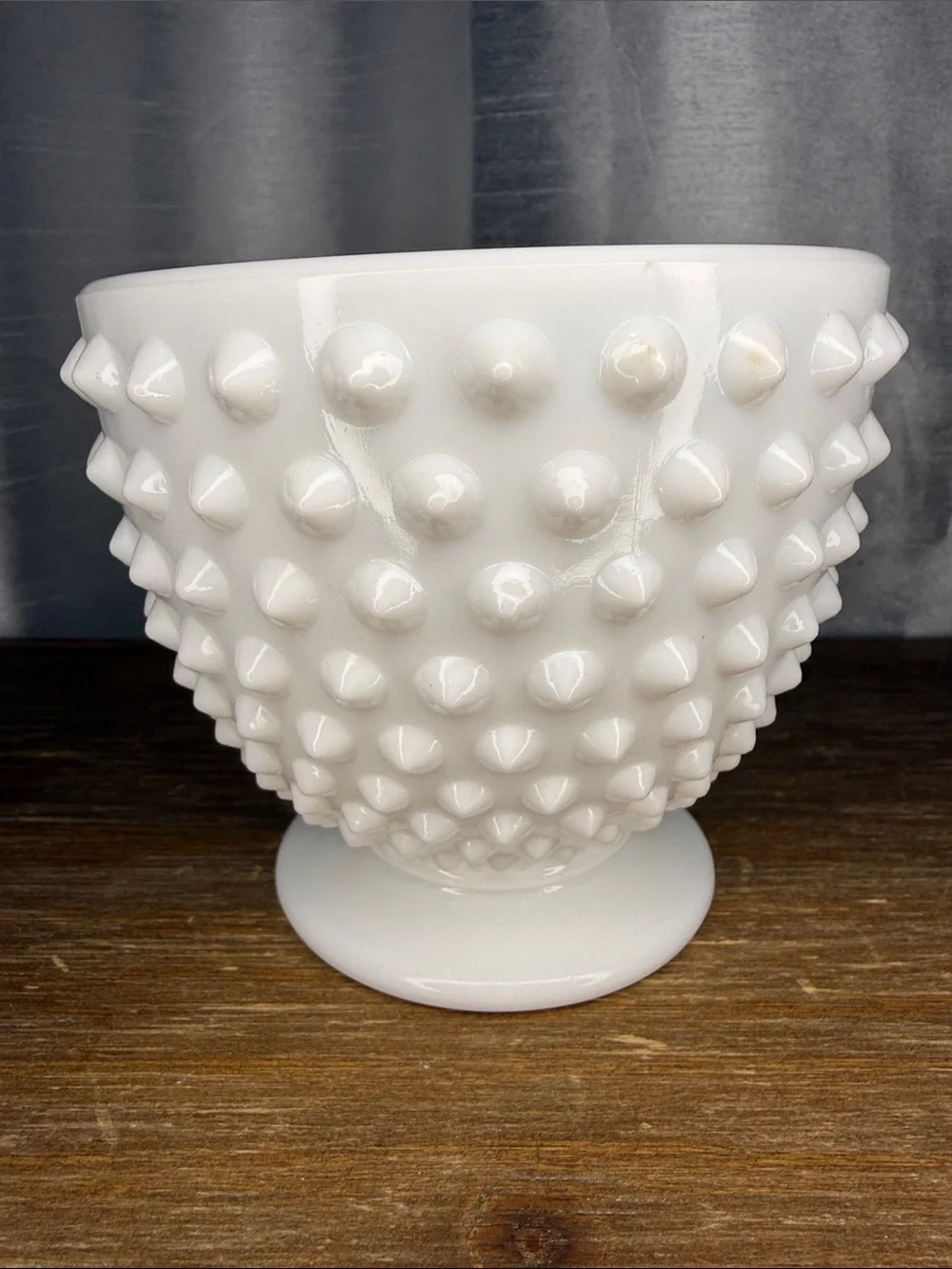 Vtg Hobnail White Milk Glass Footed Bowl Candy Dish